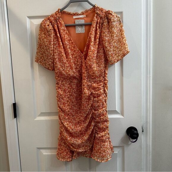 Lush boutique Honorable Mention Dress floral ruched ss mini size small NWT - Picture 1 of 9